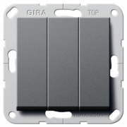 Выключатель/переключатель трехклавишный Gira System 55 черный антрацит