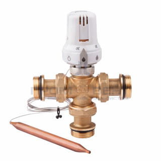 Вентиль смесительный трехходовой ICMA 324 - 1" (регулировка 60-90°C, с погружным датчиком)