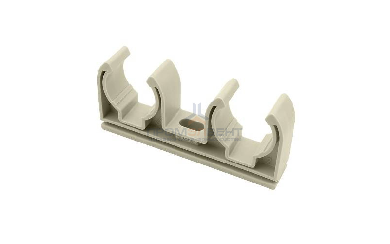 Клипса для труб двойная FV-Plast - 25 (для полипропиленовых труб, цвет серый)